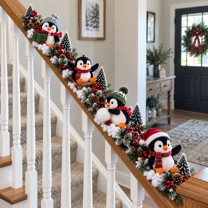 🐧 Merry Penguin Stairway™ – Lighted Christmas Railing Decor