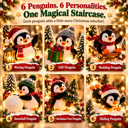🐧 Merry Penguin Stairway™ – Lighted Christmas Railing Decor