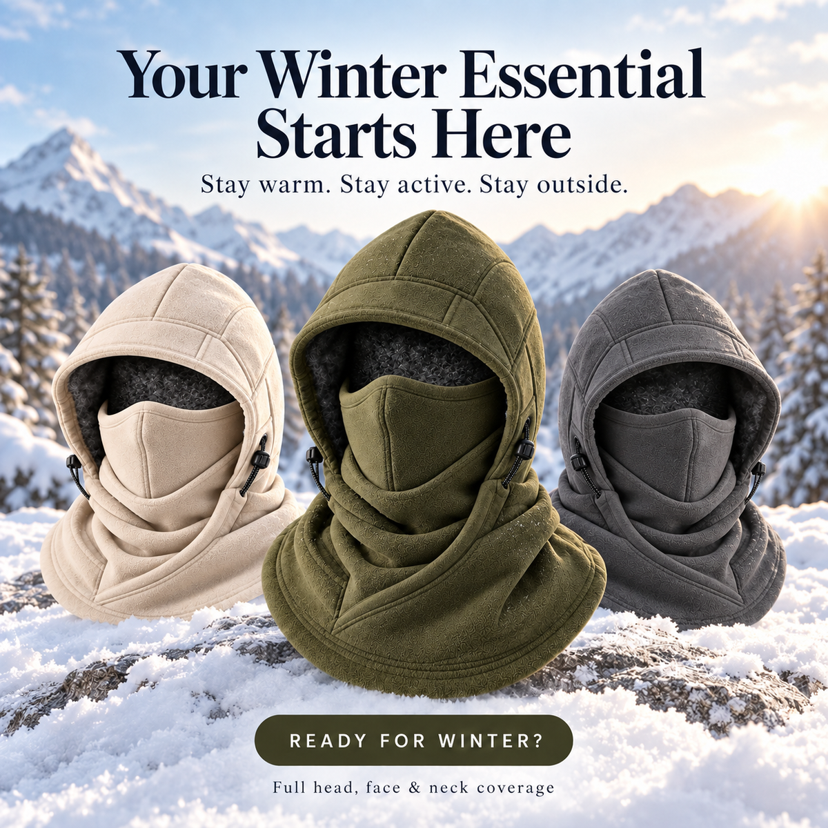 🥶 Fleece Balaclava Hood – Full Face & Neck Winter Protection for Outdoor Adventures