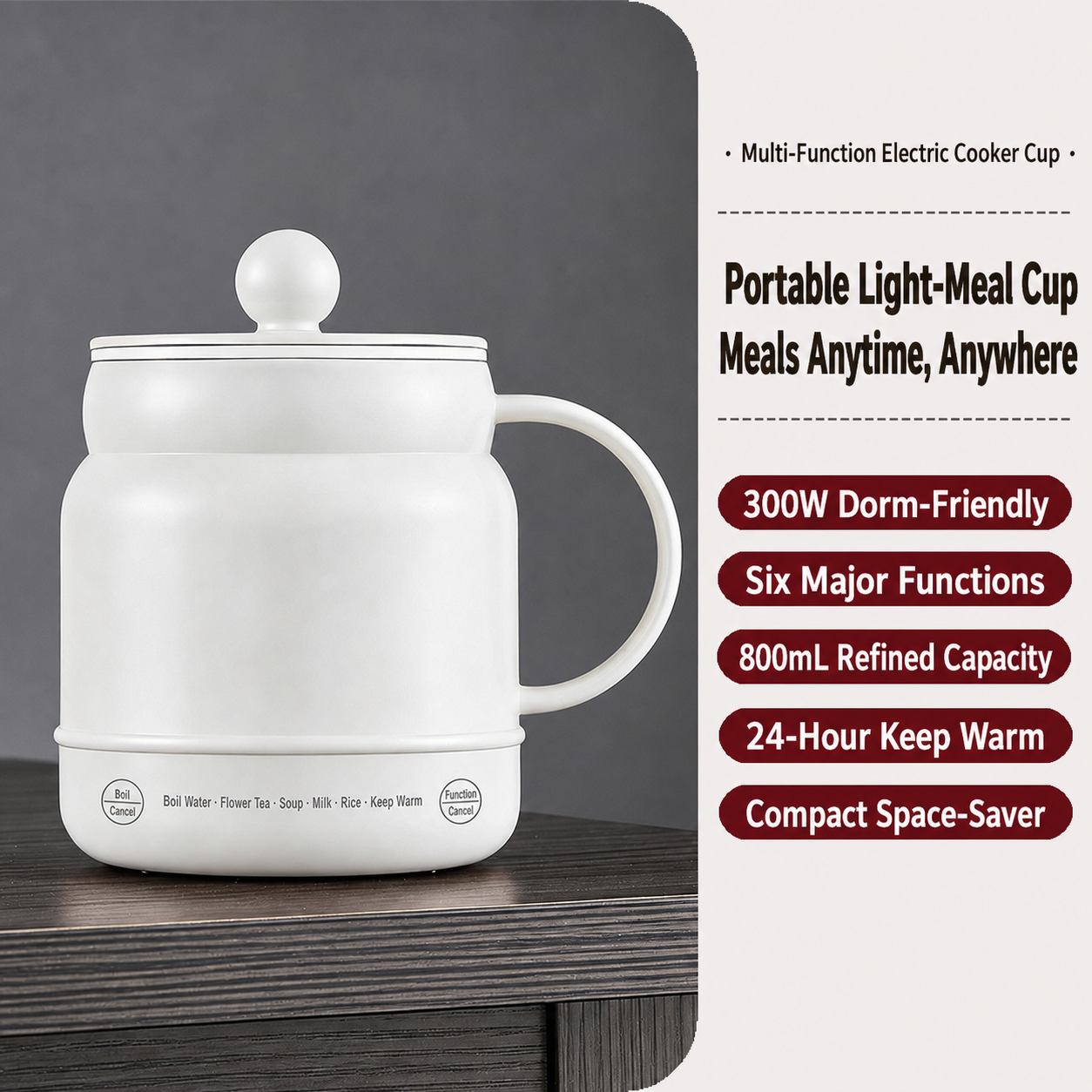 🍲 6-in-1 Mini Electric Cooker – 800mL Portable Cooking Cup