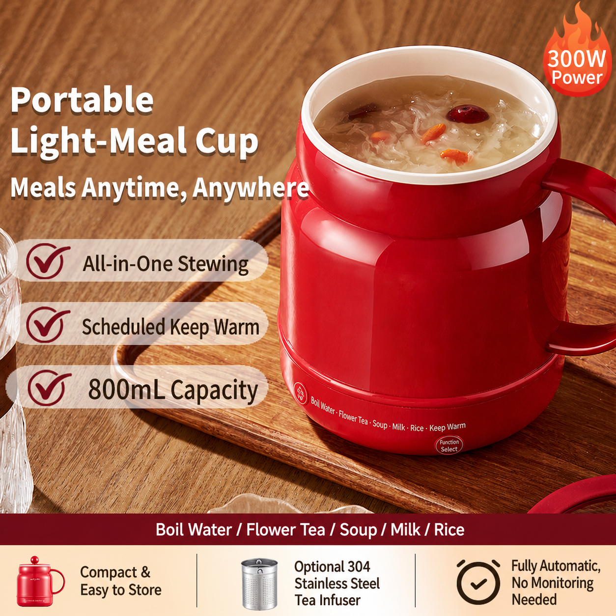 🍲 Multi‑Function 6‑in‑1 Mini Electric Cooker – 800mL Travel‑Friendly Cooking Pot