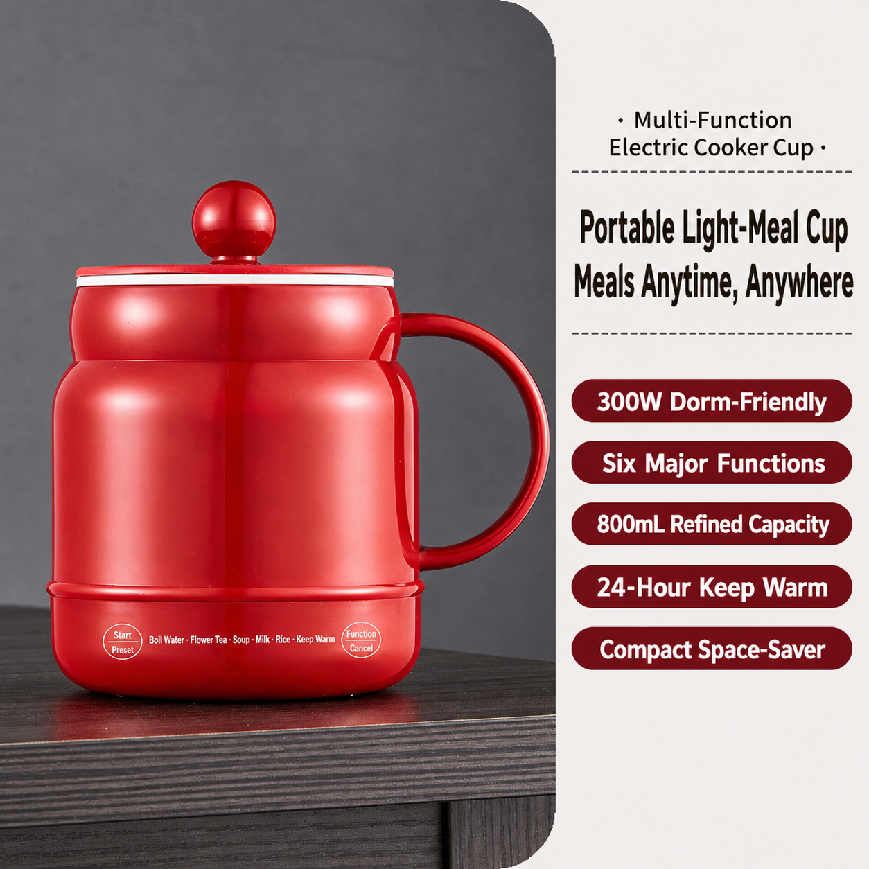 🍲 Multi‑Function 6‑in‑1 Mini Electric Cooker – 800mL Travel‑Friendly Cooking Pot