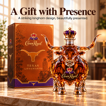 👑🐂 Texas Longhorn Crystal Whiskey Bottle