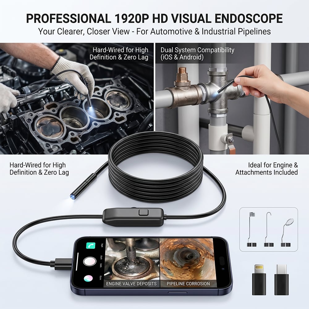 🔍 1920P HD Endoscope Camera – A Gift He'll Actually Use 🛠️