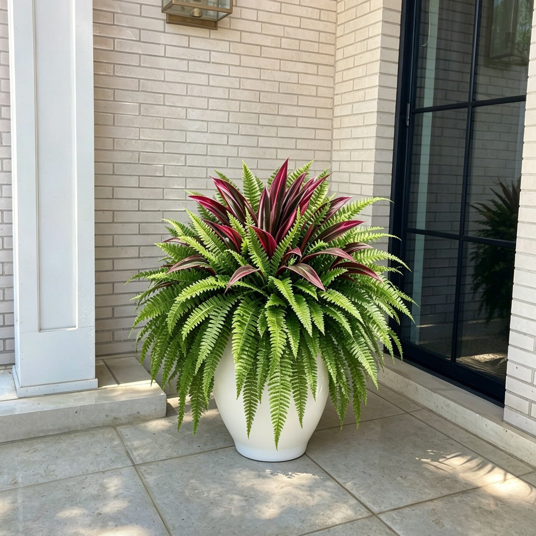 💥BUY 1 GET 1 FREE (2 PCS)🔥 48' Large UV-Resistant Artificial Fern & Red Dracaena Decorative Plants – Full, Lush & Fade-Resistant!