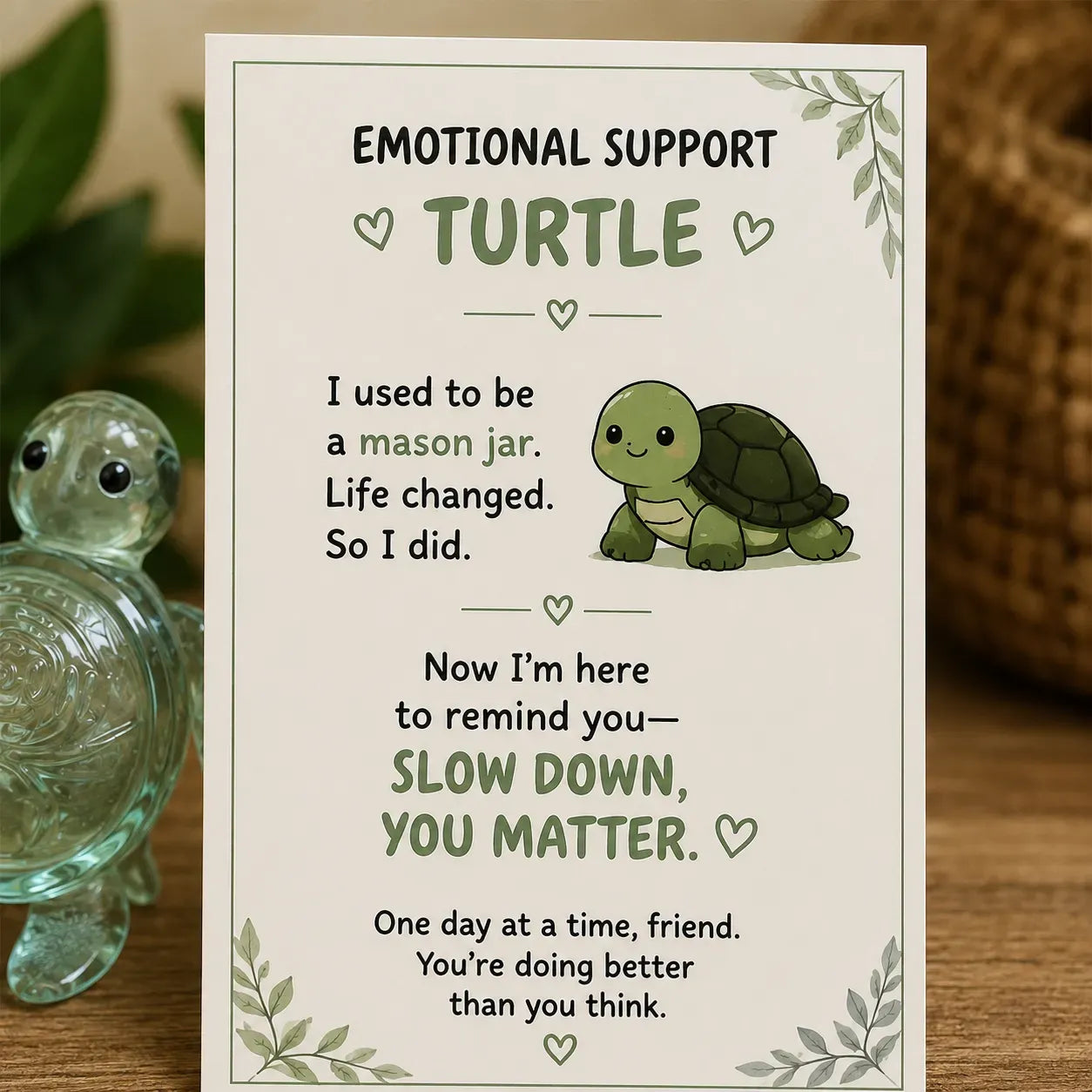 🌸🐝🦛 Emotional Glass Support Animal Gift Set – A Meaningful Little Reminder That You Matter 💕