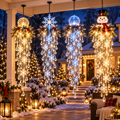 Crystal Cascade Christmas Ligh – Hanging Snowflake & Crystal LED Porch Décor ✨❄️