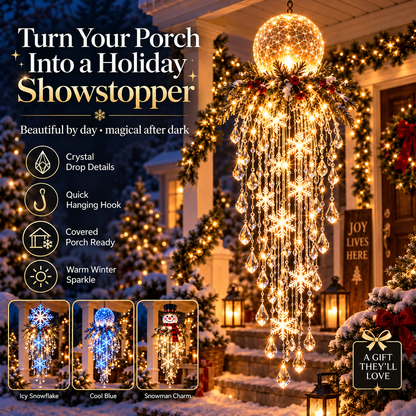 Crystal Cascade Christmas Ligh – Hanging Snowflake & Crystal LED Porch Décor ✨❄️