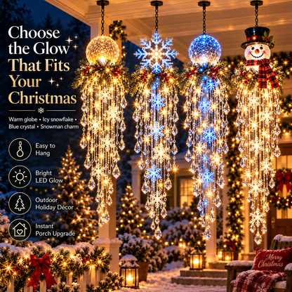 Crystal Cascade Christmas Ligh – Hanging Snowflake & Crystal LED Porch Décor ✨❄️