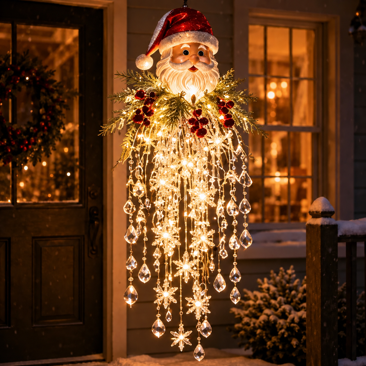 Crystal Cascade Christmas Ligh – Hanging Snowflake & Crystal LED Porch Décor ✨❄️