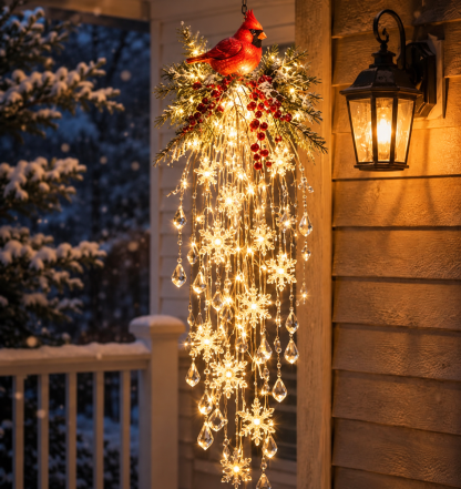 Crystal Cascade Christmas Ligh – Hanging Snowflake & Crystal LED Porch Décor ✨❄️