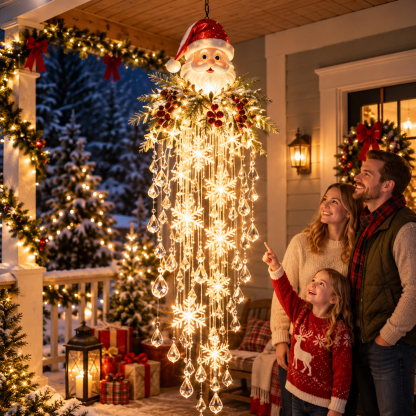 Crystal Cascade Christmas Ligh – Hanging Snowflake & Crystal LED Porch Décor ✨❄️