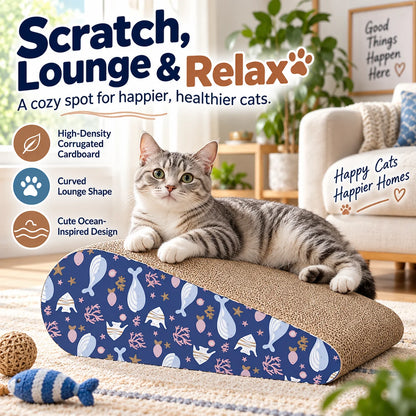🐾 Waterdrop Sloped Cat Scratcher – High-Density Corrugated Cardboard Lounge & Scratch Board for Indoor Cats 🐱