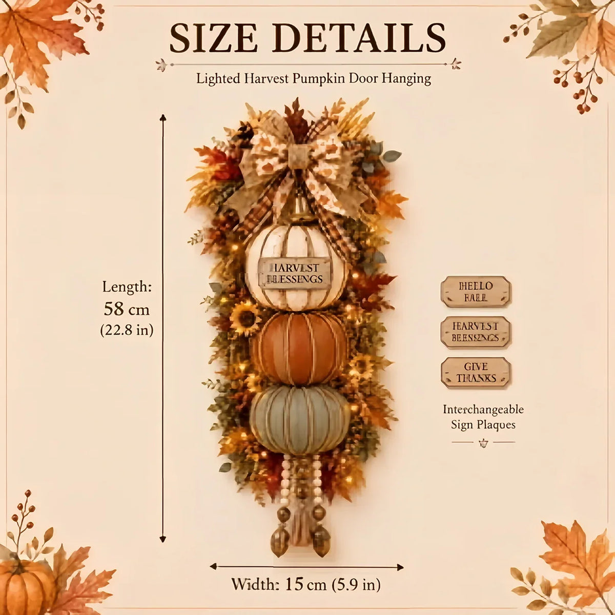 🎁 Last Day 50% OFF✨-🎄Lighted Stacked Pumpkin Fall Door Decorfor Cozy Autumn Home Entryway Charm 🍂