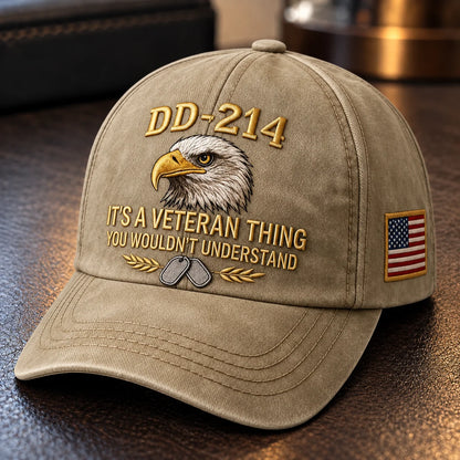 100% Handmade DD-214 Veteran Honor Embroidered Cap(𝐂𝐡𝐚𝐝 𝐒𝐦𝐢𝐭𝐡 𝐇𝐚𝐧𝐝𝐦𝐚𝐝𝐞®)