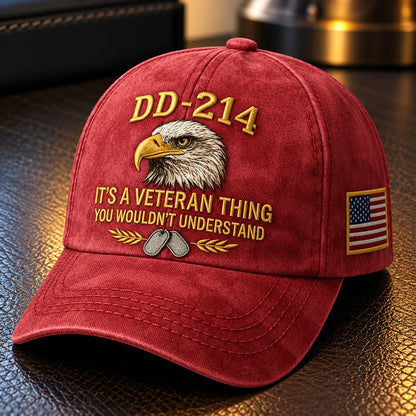 100% Handmade DD-214 Veteran Honor Embroidered Cap(𝐂𝐡𝐚𝐝 𝐒𝐦𝐢𝐭𝐡 𝐇𝐚𝐧𝐝𝐦𝐚𝐝𝐞®)
