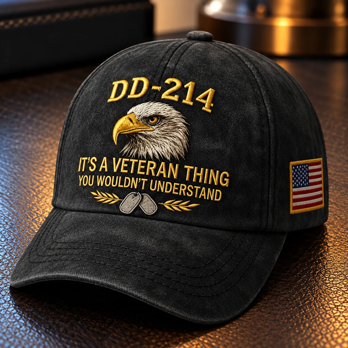 100% Handmade DD-214 Veteran Honor Embroidered Cap(𝐂𝐡𝐚𝐝 𝐒𝐦𝐢𝐭𝐡 𝐇𝐚𝐧𝐝𝐦𝐚𝐝𝐞®)