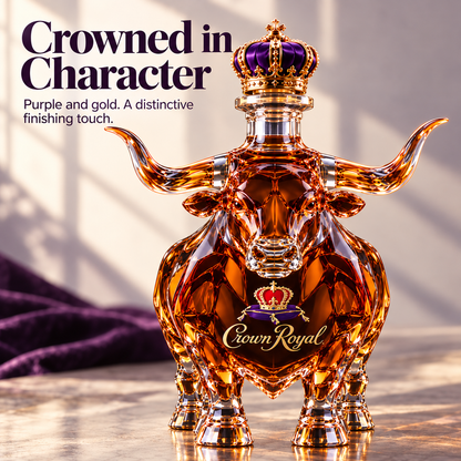 👑🐂 Texas Longhorn Crystal Whiskey Bottle