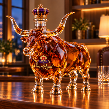 👑🐂 Texas Longhorn Crystal Whiskey Bottle