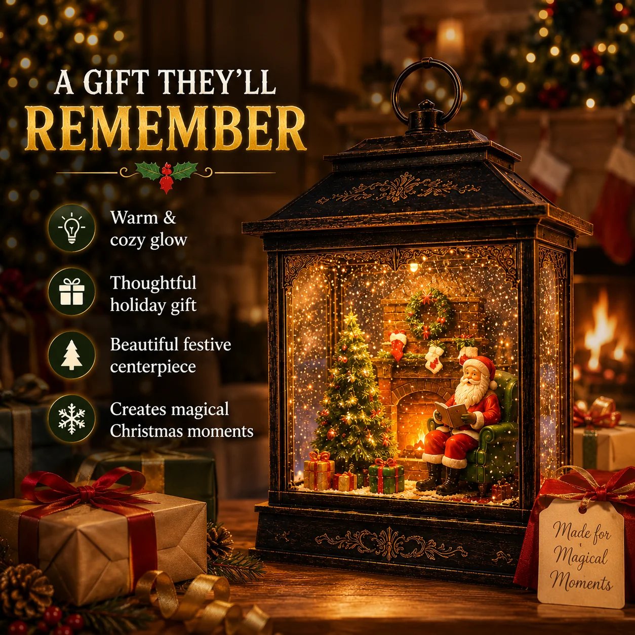 💯🎅 Santa’s Magical Fireplace Lantern-🎄 Bring the Magic of Christmas Home ✨