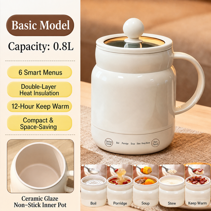 🍲 Mini Electric Cooker 800mL – 6-in-1 Portable Cooking Pot for Ramen, Eggs & Meals