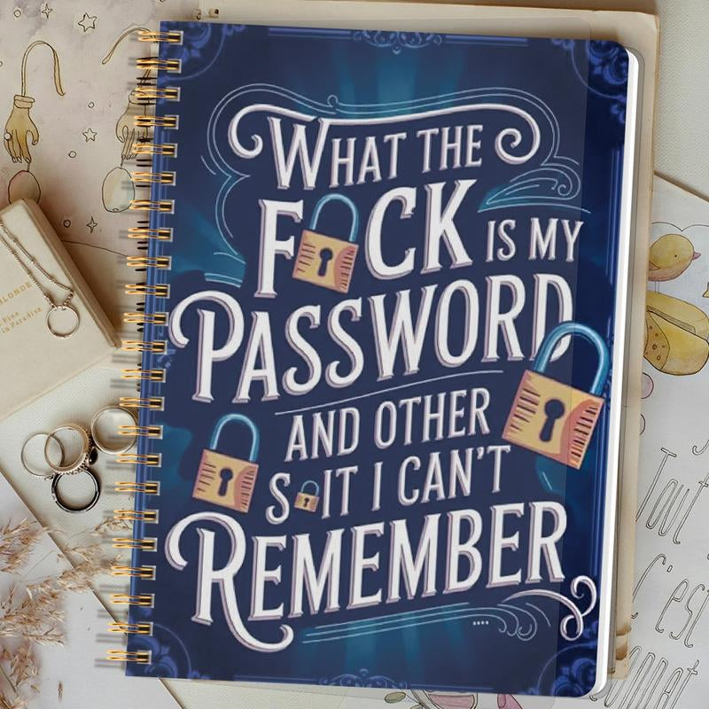 🔥📅Funny Password Notebook - Spiral Bound with Lock Icons & Funny Security Phrases✍️
