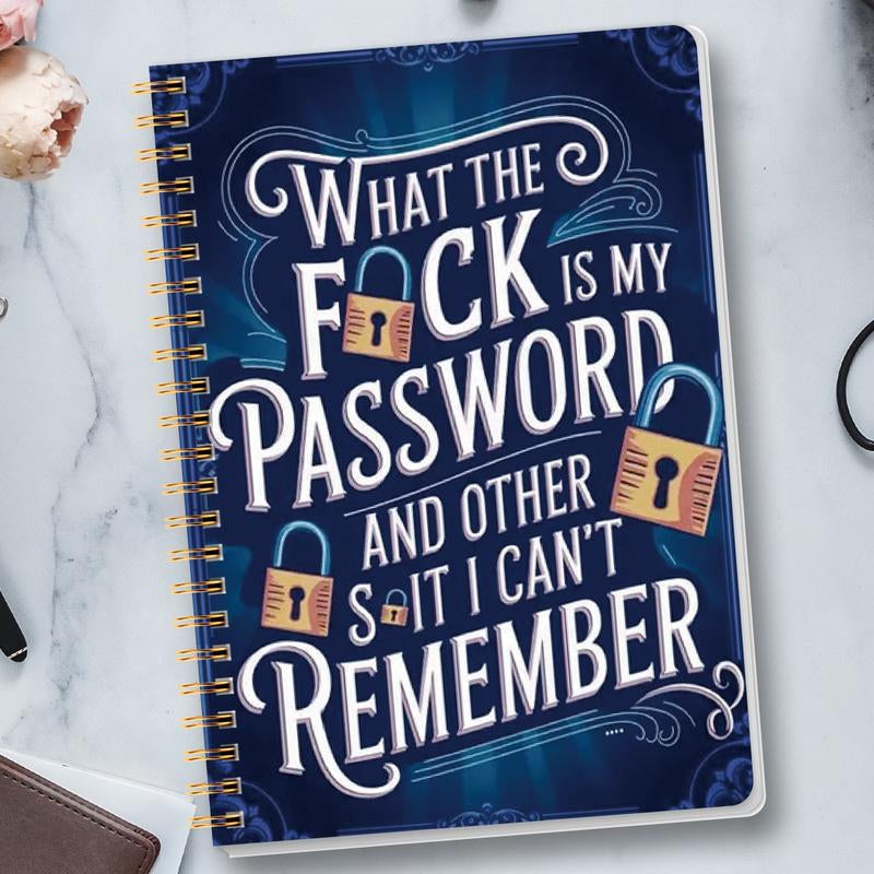 🔥📅Funny Password Notebook - Spiral Bound with Lock Icons & Funny Security Phrases✍️