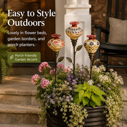 🐦🌸Vintage Ceramic Hummingbird Feeder Garden Decor Stake – Decorative Outdoor Bird Feeder