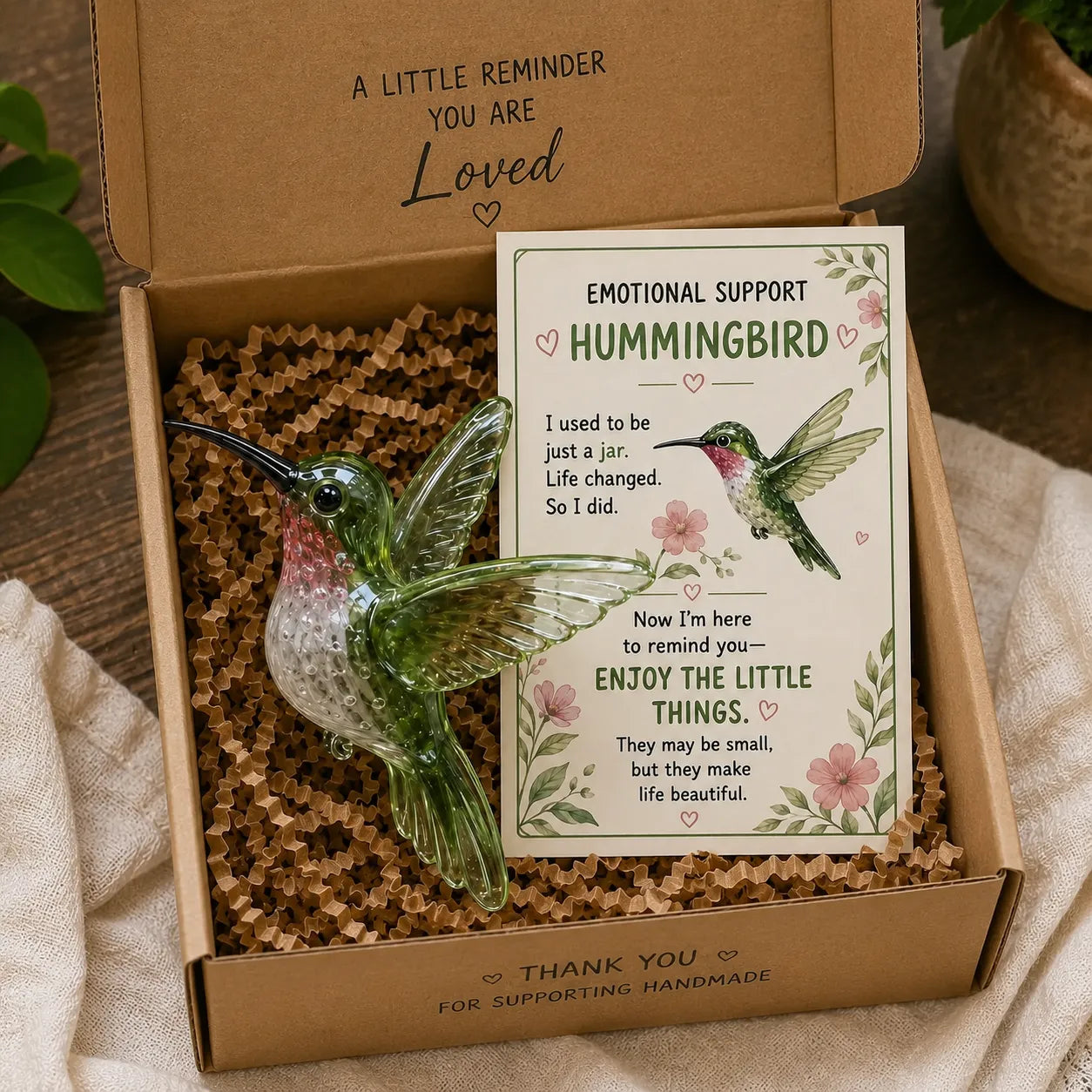 🌸🐝🦛 Emotional Glass Support Animal Gift Set – A Meaningful Little Reminder That You Matter 💕