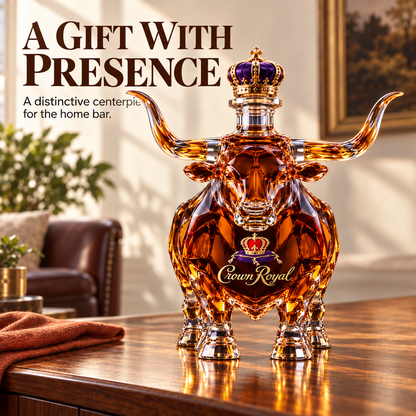 👑🐂 Texas Longhorn Crystal Whiskey Bottle