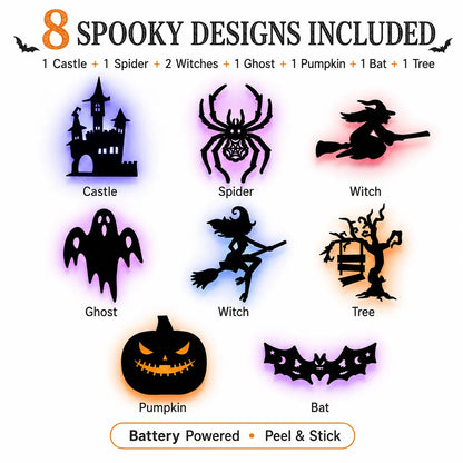 🔥LAST DAY 49% OFF🎃Halloween LED Wall Decor Lights, Peel & Stick Battery Powered Silhouette Stickers