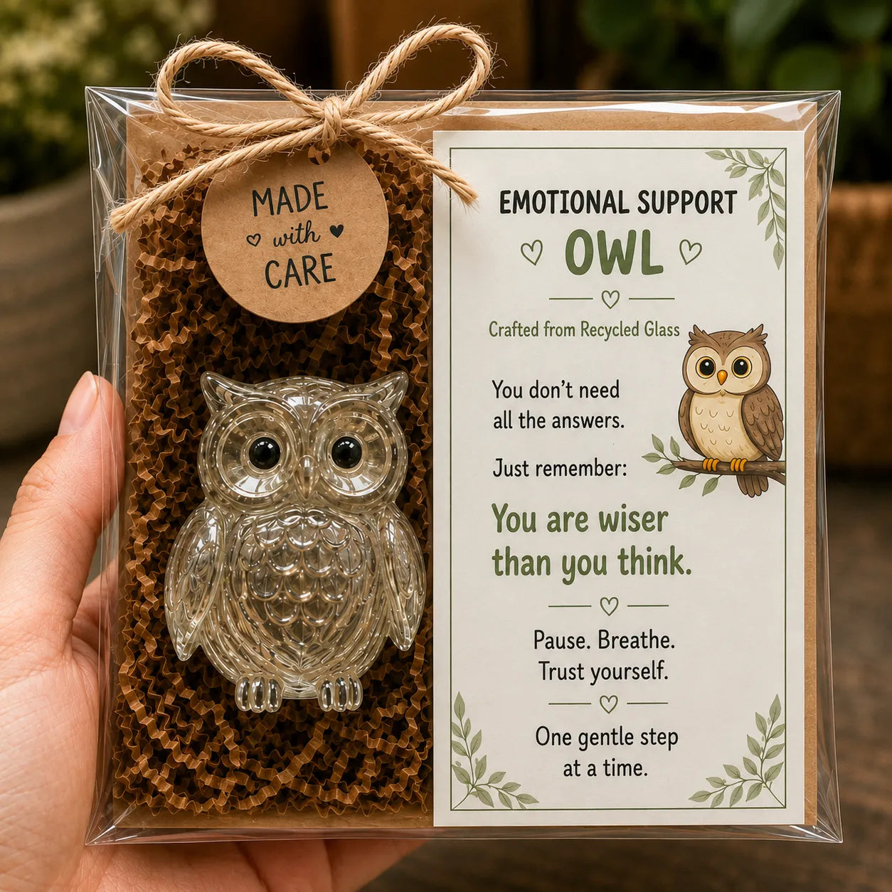 🌸🐝🦛 Emotional Glass Support Animal Gift Set – A Meaningful Little Reminder That You Matter 💕