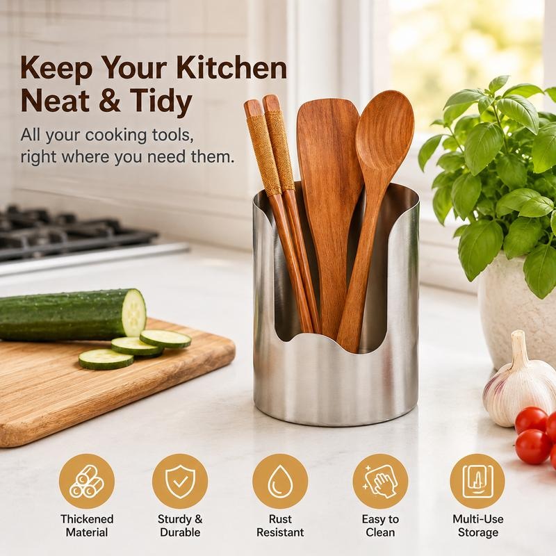 1 Count, Thickened Stainless Steel Utensil Organizer, Rust Resistant Easy to Clean Multi-purpose Storage Holder✨